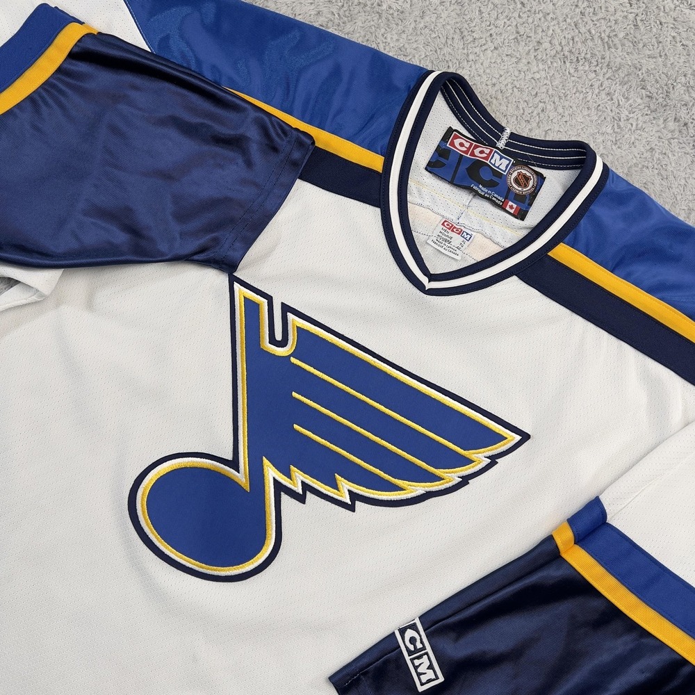 St. Louis Blues Jersey Mens XL White Blue NHL‎ Hockey CCM Long Sleeve Canada